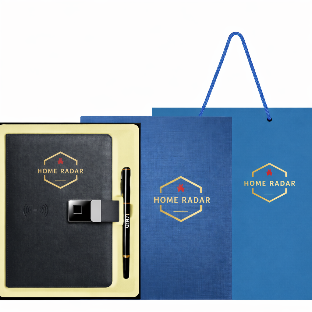 Smart Diary with Finger Print Lock, Powe Bank and Smart Pen, USB Drive