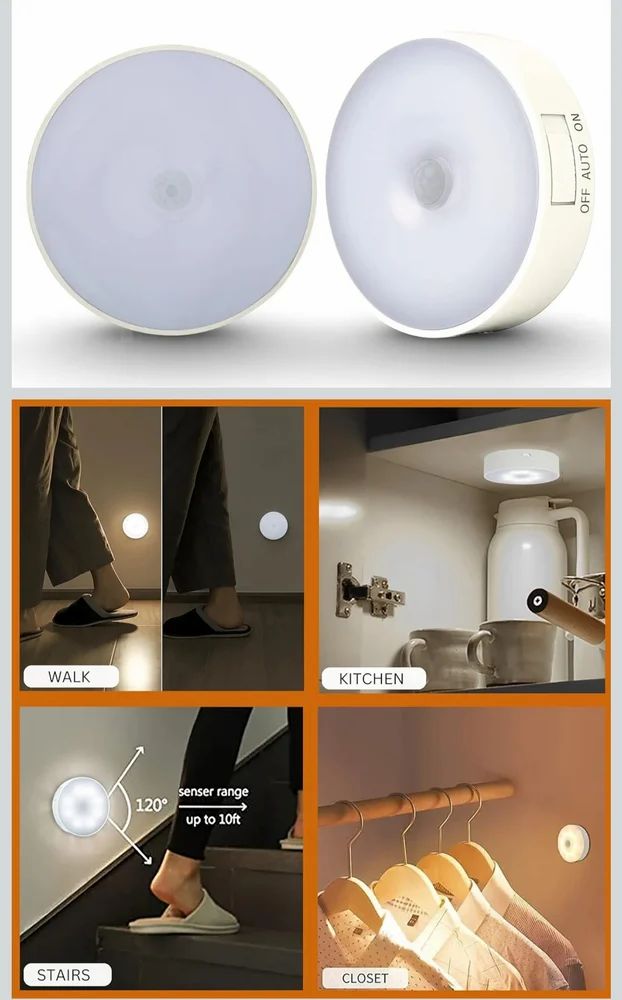 Rechargeable Motion detector  wireless LED Light (Pack of 2)- Light + Motion Sensor