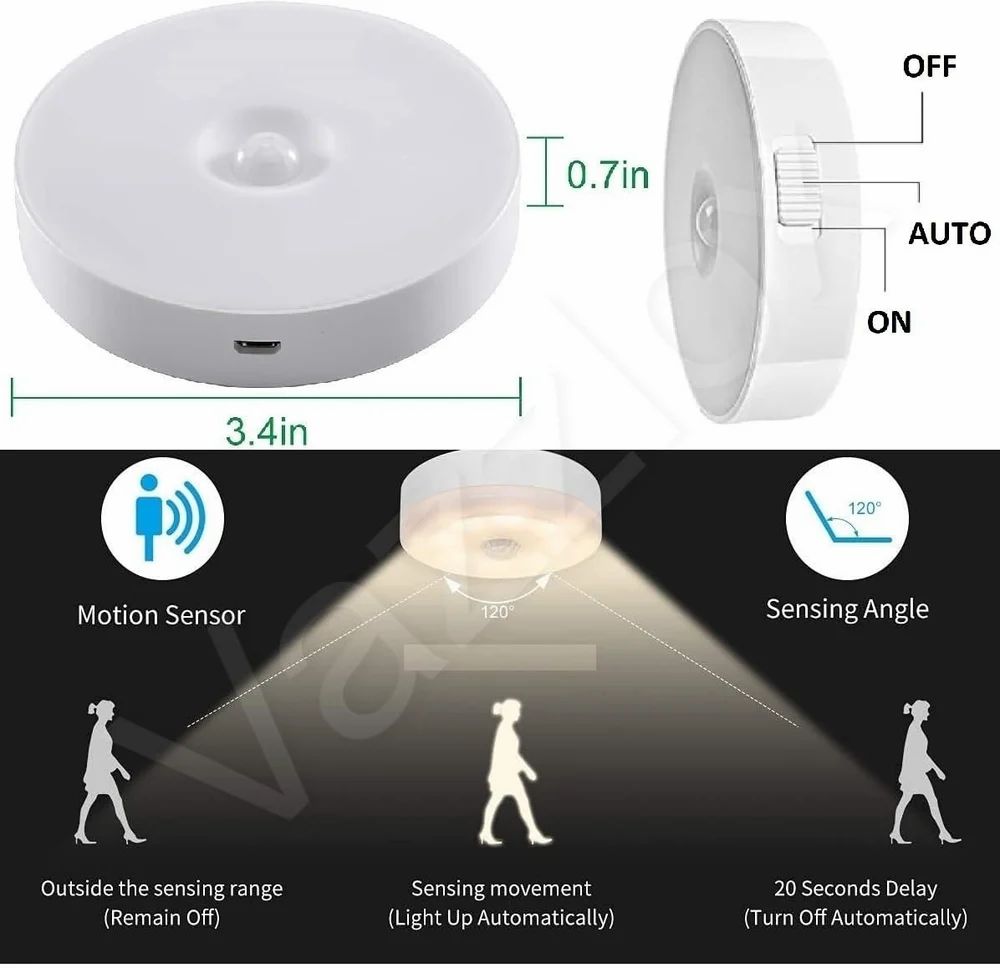 Rechargeable Motion detector  wireless LED Light (Pack of 2)- Light + Motion Sensor