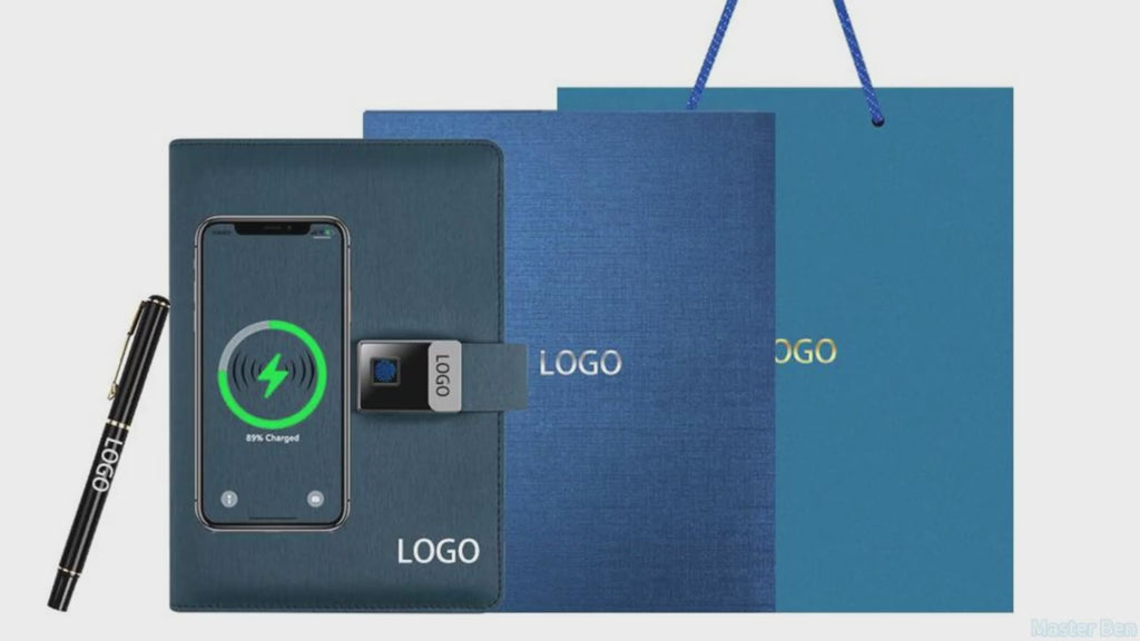 Smart Diary with Finger Print Lock, Powe Bank and Smart Pen, USB Drive